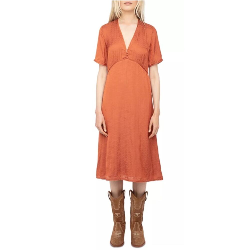 NWT: Zadig & Voltaire Mid Length Sienna Satin Dress - Picture 6 of 10